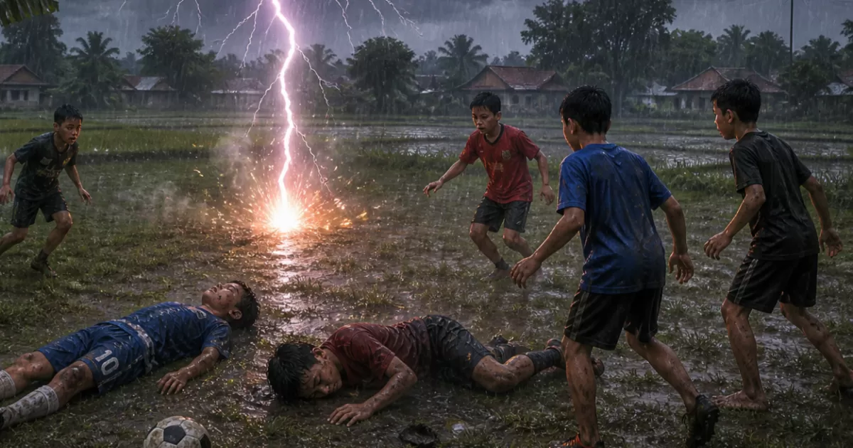 Tragis, Dua Bocah Tersambar Petir Saat Main Bola di Rancabungur Bogor, Satu Meninggal