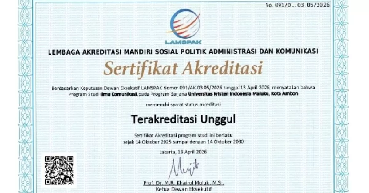 Prodi Ilmu Komunikasi FISIP UKIM Raih Akreditasi Unggul, Perkuat Mutu Pendidikan Tinggi di Maluku