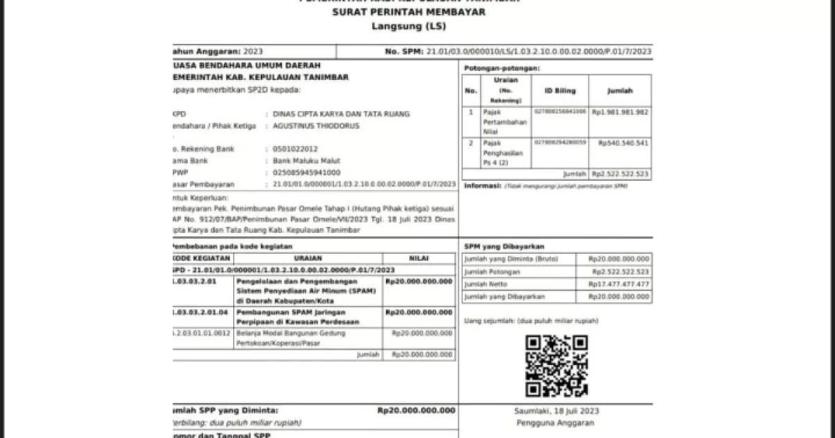 Viral SPM Rp20 Miliar di Tanimbar, Publik Kembali Soroti Kasus UP3 yang Sempat Ditangani Kejati Maluku