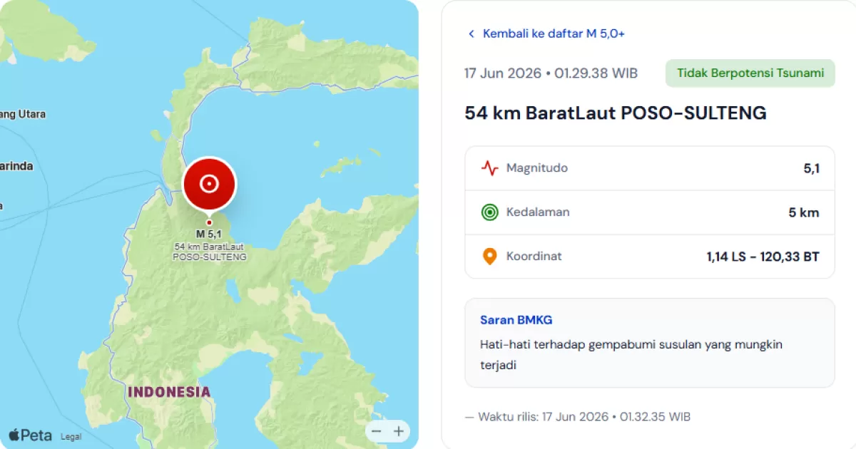 Gempa Susulan M4,9 Guncang Palu, BMKG Catat 354 Aftershock Pascagempa M6,7