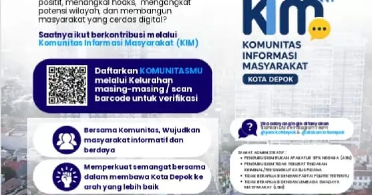Pemkot Depok Buka Rekrutmen Komunitas Informasi Masyarakat, Syaratnya Bukan ASN dan Nonpartisan