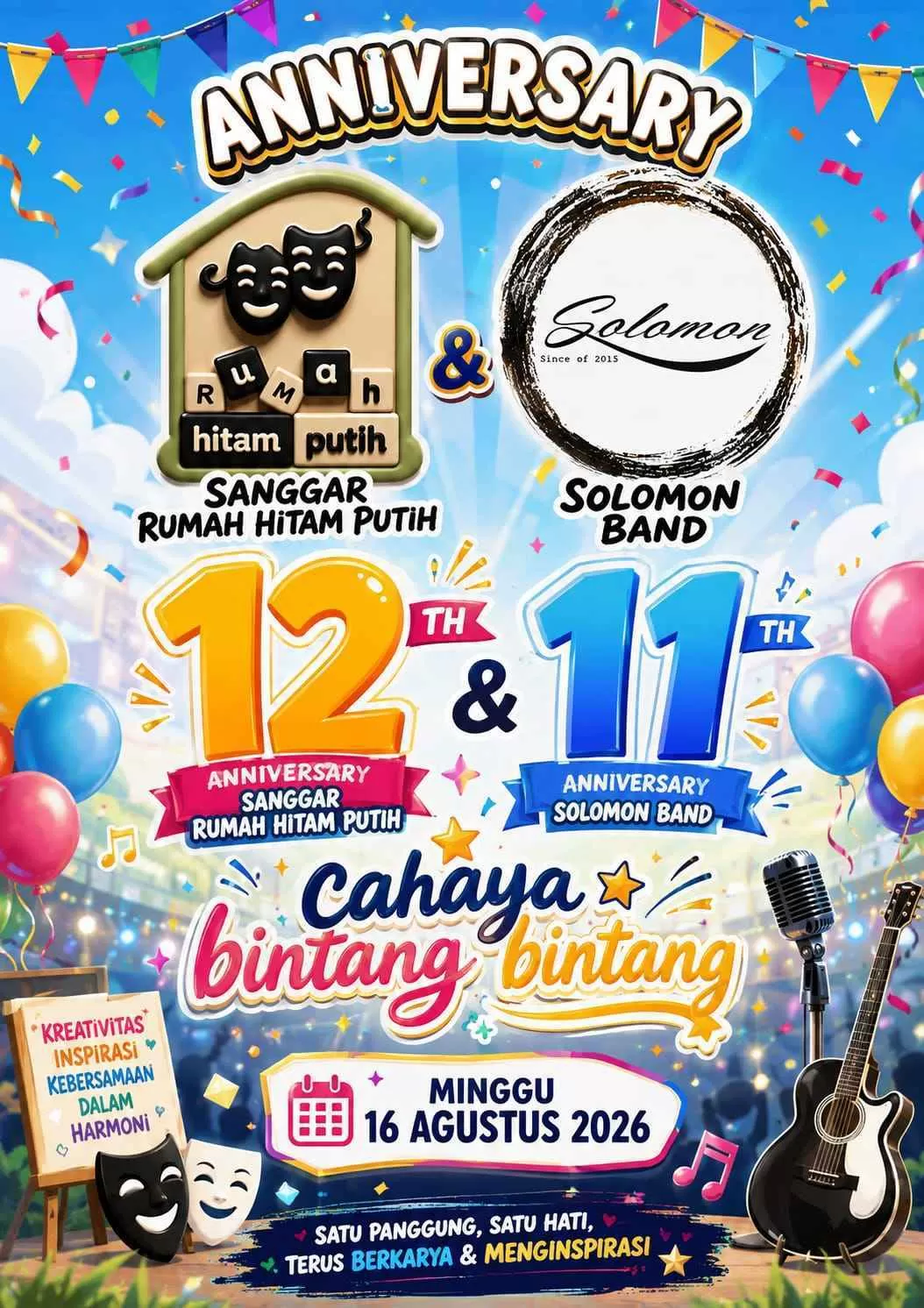 Cahaya Bintang-Bintang Hadir di Parungpanjang, Rayakan 12 Tahun Sanggar Rumah Hitam Putih dan 11 Tahun Solomon Band