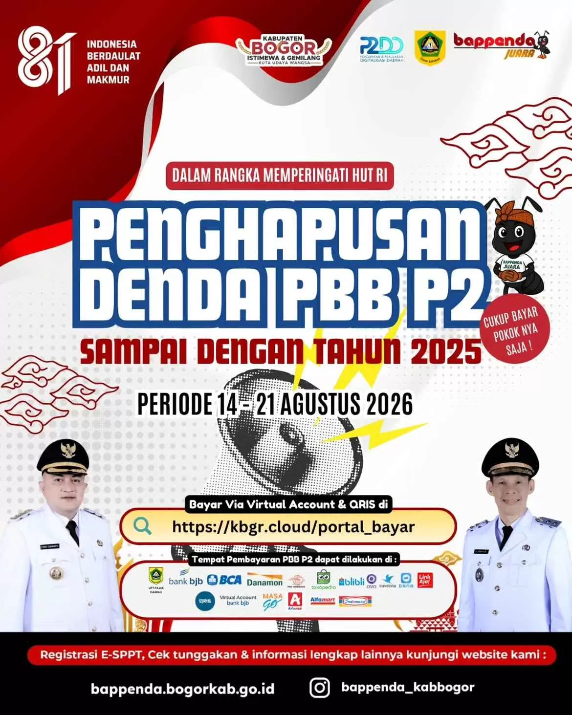 Kabar Baik Warga Bogor! Denda PBB-P2 hingga 2025 Dihapus, Berlaku 14–21 Agustus