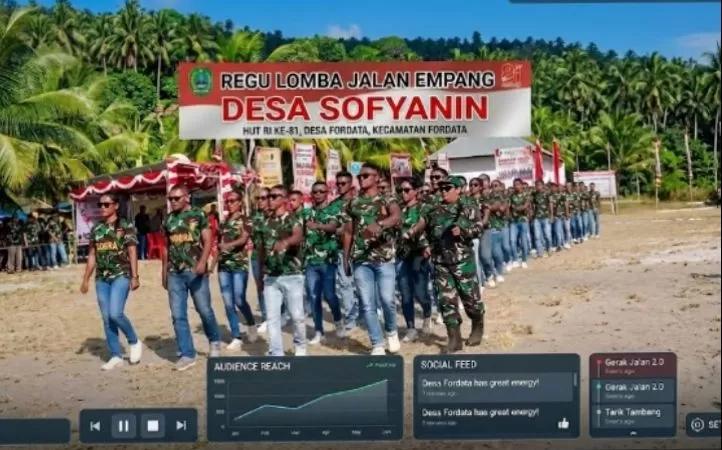 Tampil Perkasa Berbalut Seragam TNI AD, Desa Sofyanin Rajai Gerak Jalan Empang HUT RI ke-81 di Fordata!