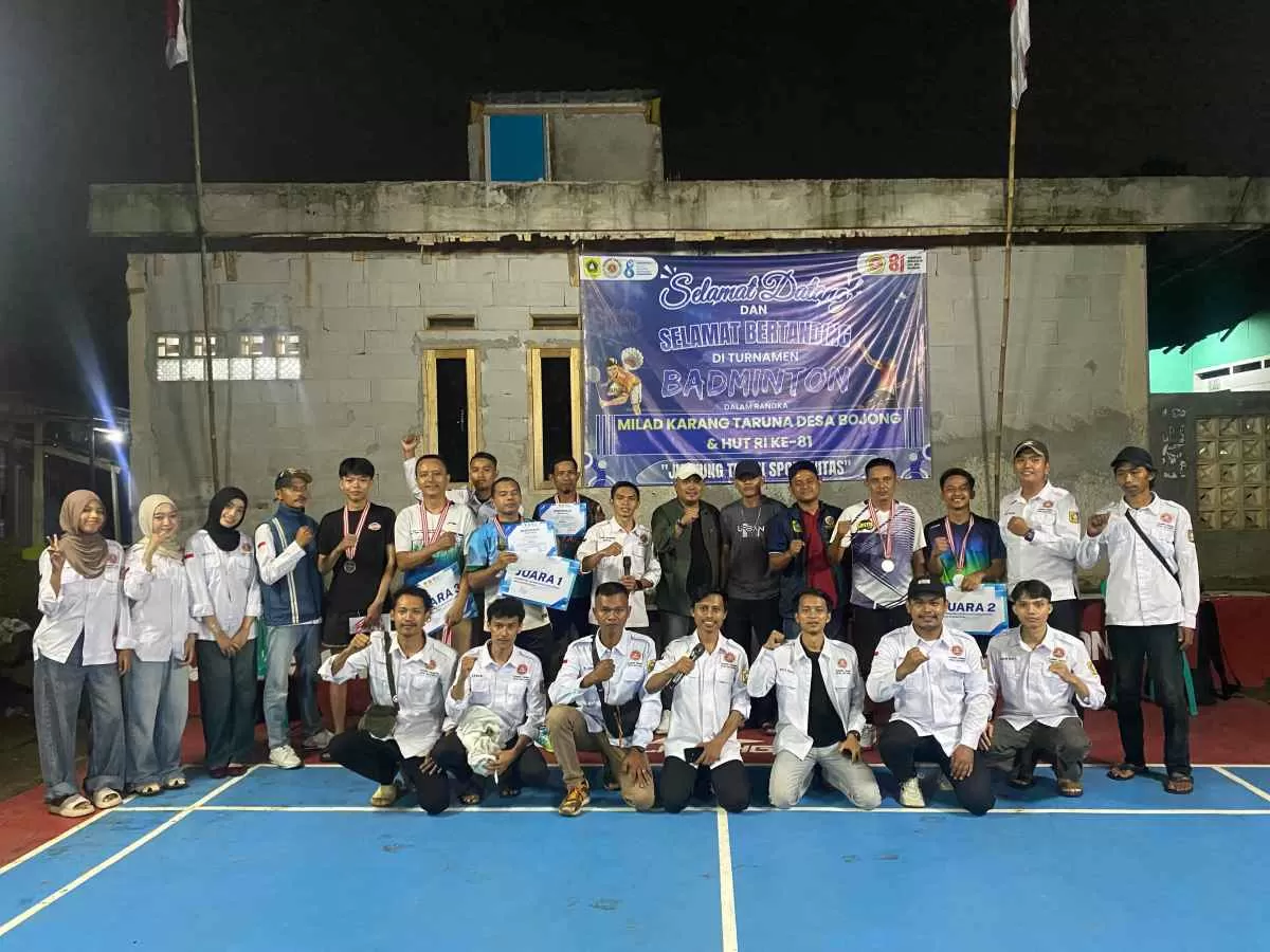 Milad Karang Taruna dan HUT RI ke-81, Pemuda Desa Bojong Gelar Turnamen Badminton