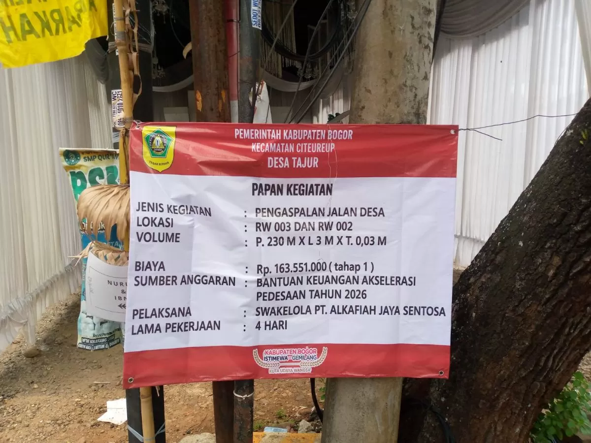 Bankeu 2026 Direalisasikan, Pemdes Tajur Bangun Jalan Desa di Citeureup