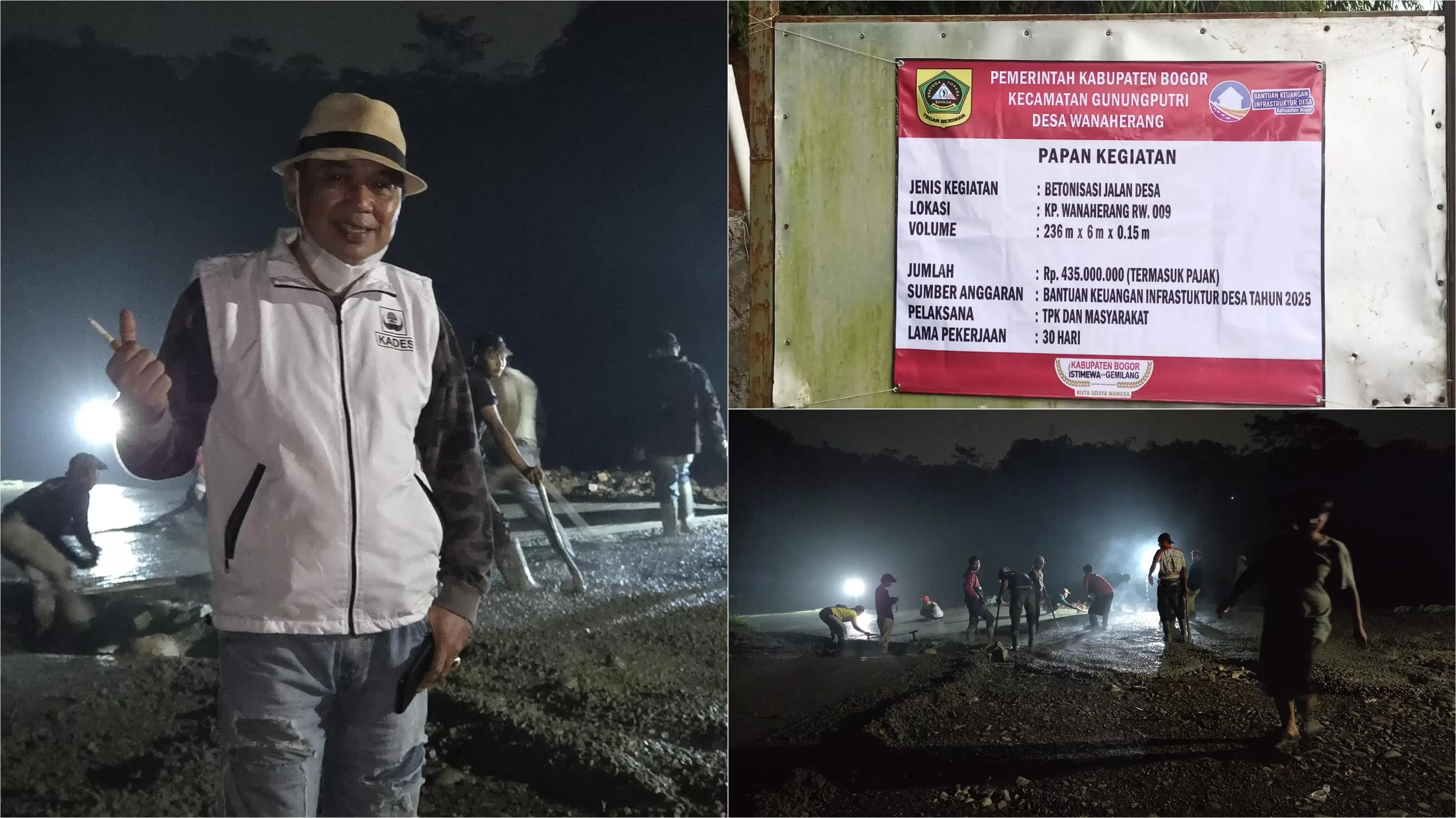 Kepala Desa Wanaherang Tinjau Proyek Betonisasi Jalan di RW 009