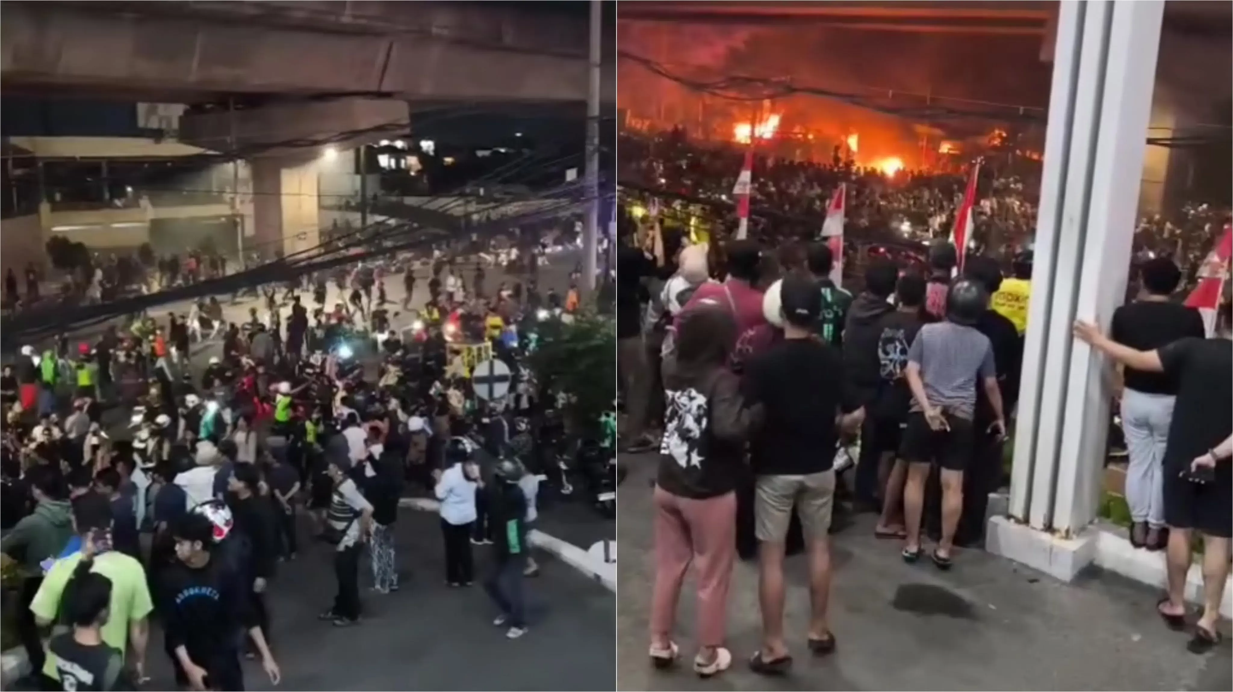 RICUH DI BEKASI! Massa Bakar Kabel, Polisi Tembakkan Gas Air Mata, Ratusan Orang Berlarian ke Summarecon Mall