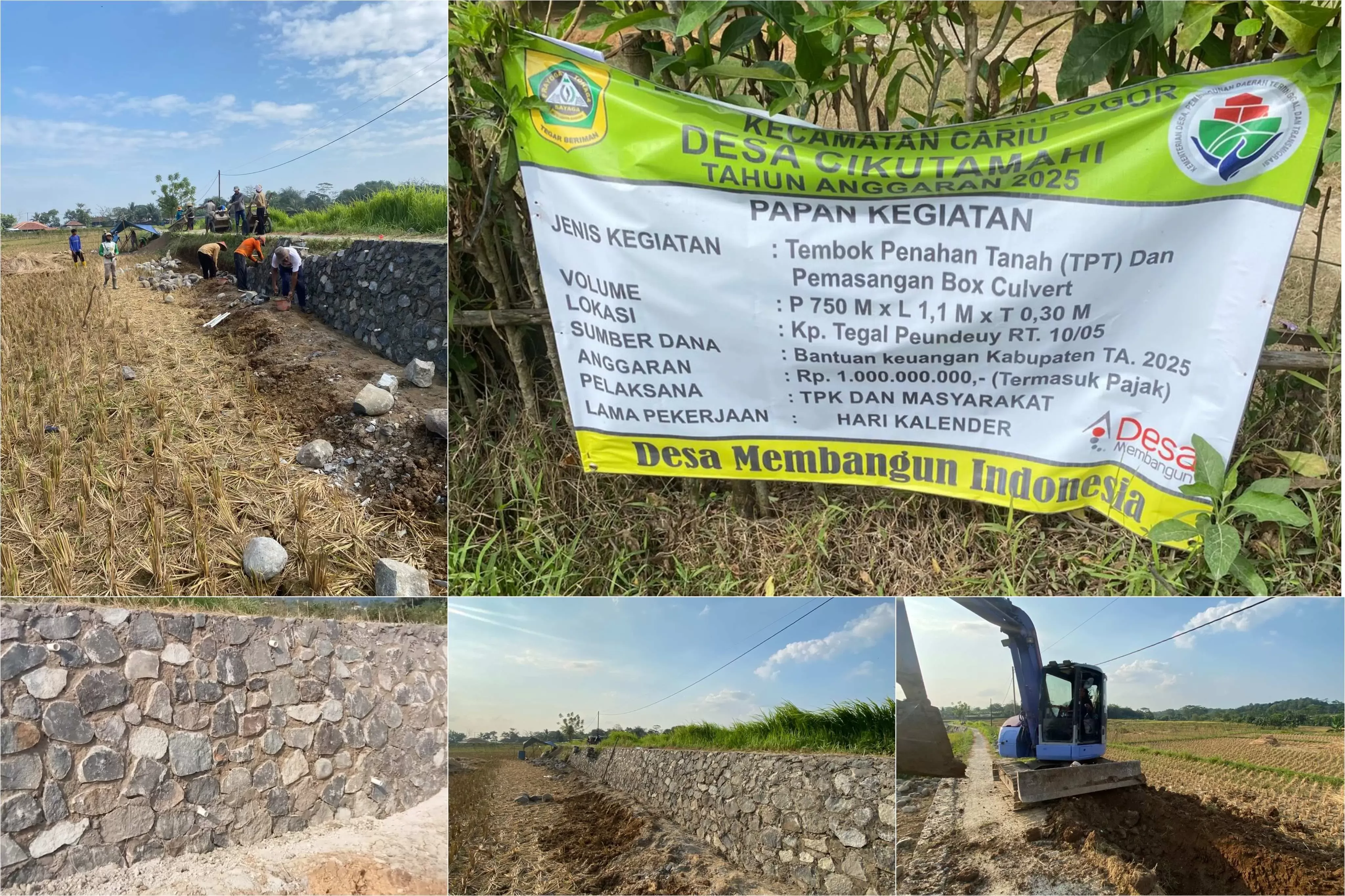 Pembangunan TPT dan Box Culvert di Desa Cikutamahi Cariu Bogor Gunakan Bankeu 2025