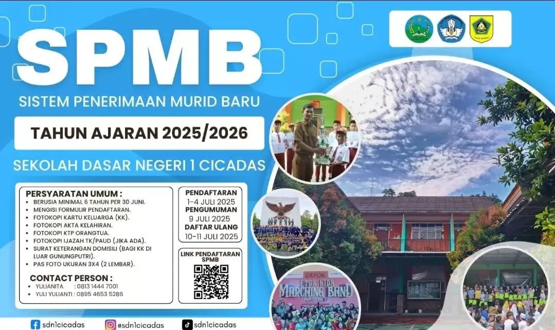 SD Negeri 1 Cicadas Buka Pendaftaran Murid Baru Tahun Ajaran 2025 2026
