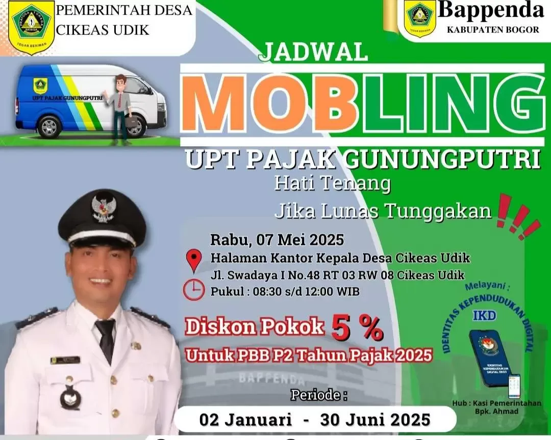 Pemdes Cikeas Udik Gelar Layanan MOBLING UPT Pajak Gunungputri, Diskon PBB 5 Persen