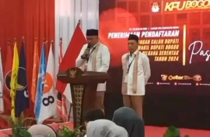 Datang Dengan Dukungan 10 Parpol di Kabupaten Bogor, Rudy Jaro Daftarkan Diri ke KPU