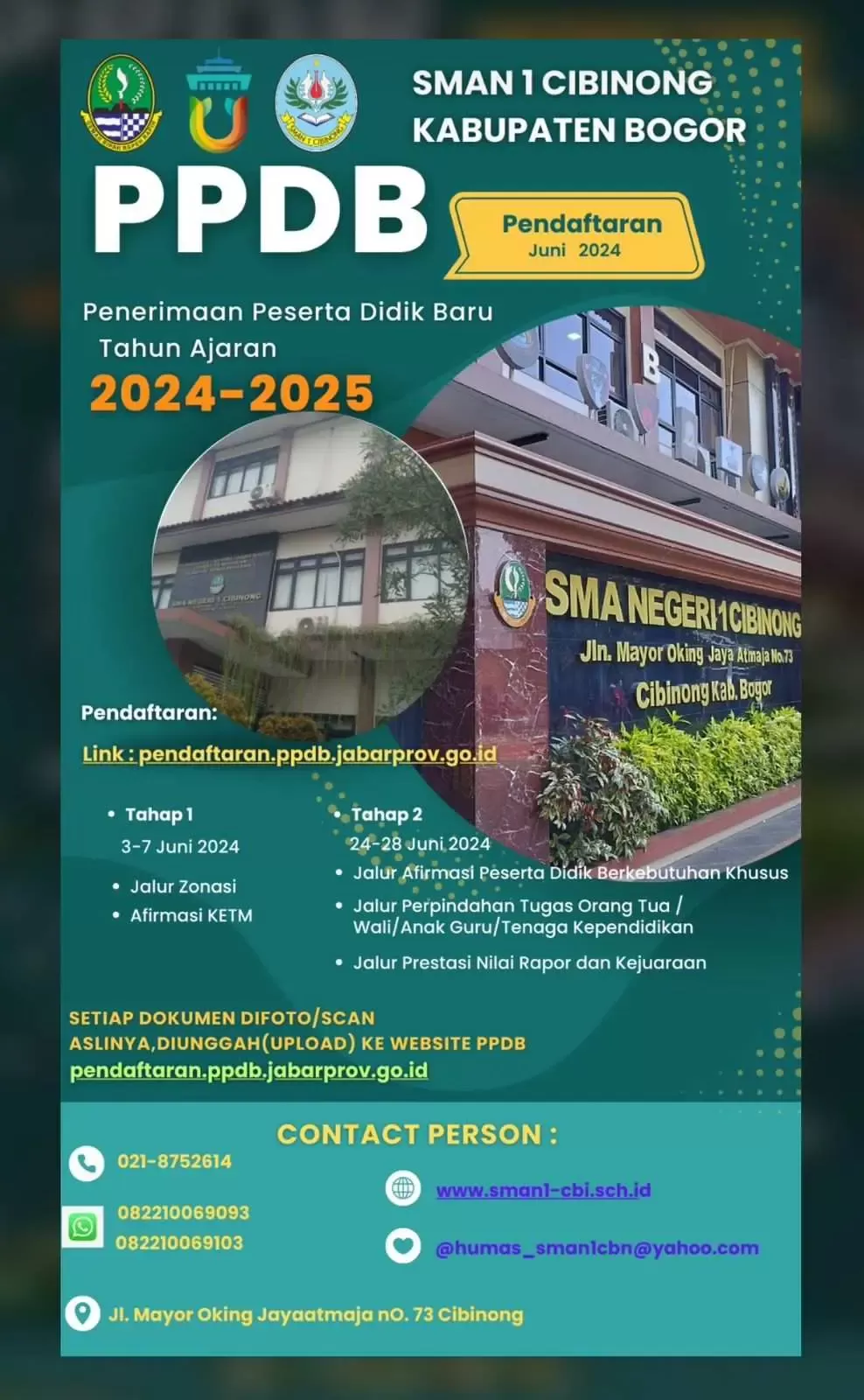 Tahap Pertama Penerimaan Peserta Didik Baru (PPDB) 2024 di SMAN 1 Cibinong Clear And Clean