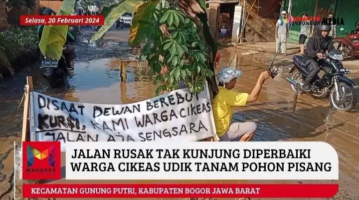 Ruas Jalan Kabupaten Bogor Rusak, Warga Cikeas Udik Gelar Aksi Demo