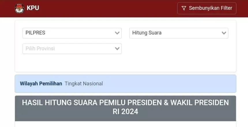 Hasil Real Count Pemilu 2024 oleh KPU Klik Disini!!!
