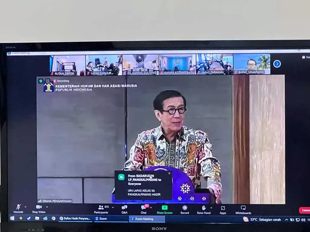 Penyerahan LHP BPK RI Atas Laporan Keuangan Kemenkumham 2022 Secara Virtual, diikuti Rutan Depok.