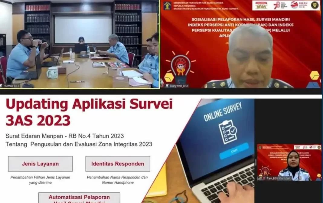 Rutan Kelas 1 Depok ikuti kegiatan Sosialisasi Pelaporan Hasil Survei Mandiri Secara Virtual.