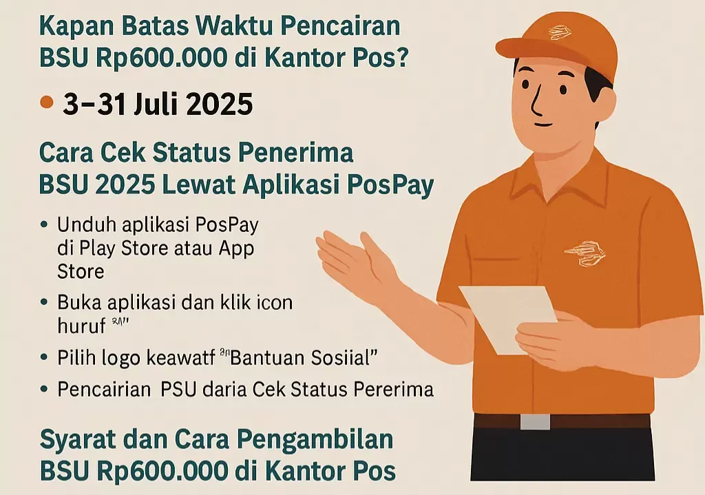BSU 600 Ribu Cair Lewat Kantor Pos, Ini Batas Waktu dan Cara Pencairannya!
