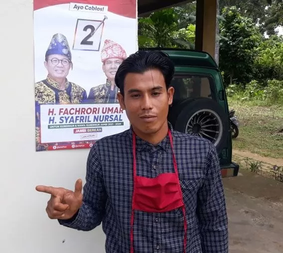 Fahmi, Ketua Pemuda Pulau Raman menyatakan dukungan terhadap Pasangan Calon Gubernur dan Wakil Gubernur Jambi Nomor Urut 2, Fachrori Umar-Syafril Nursal 