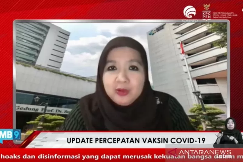 Tangkapan layar Juru Bicara Covid-19 Kementerian Kesehatan Siti Nadia Tarmizi saat hadir secara virtual dalam acara Dialog Produktif Semangat Selasa yang dipantau dari Jakarta, Selasa (27/7/2021)