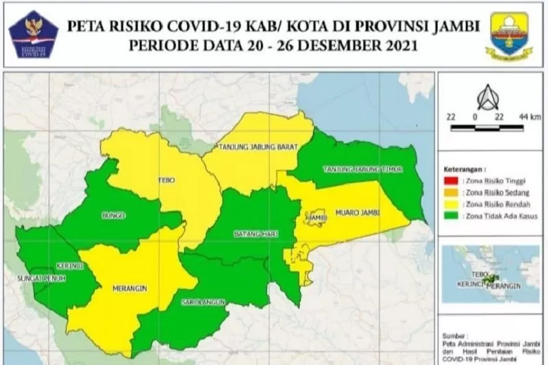Perkembangan Data Covid-19 Provinsi Jambi. Enam kabupaten dan kota di Jambi zona hijau Covid-19