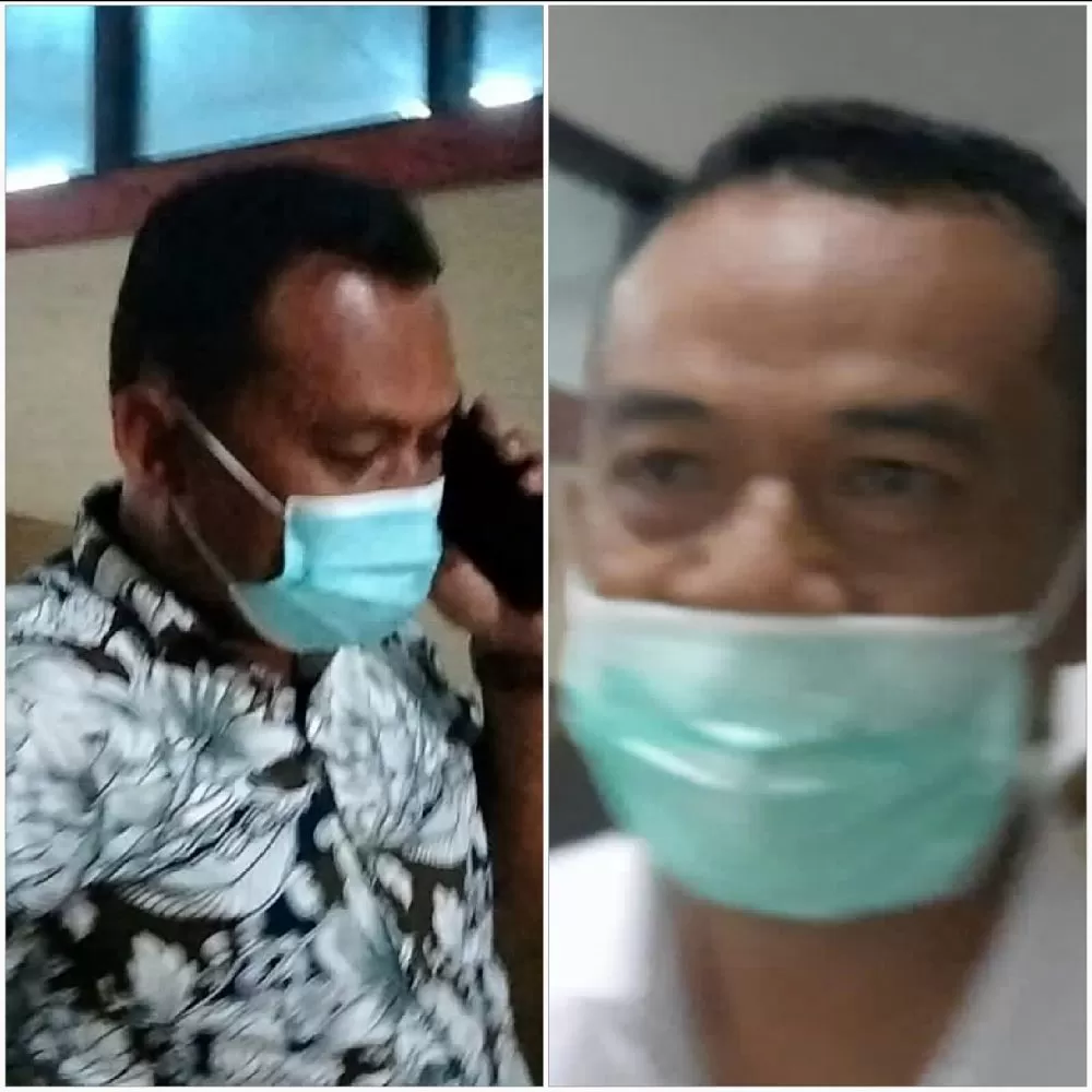 Direktur Utama PT Nai Adhipati Anom, Suarto dan Direktur CV Aron Putra Pratama Mandiri Subakti usai diperiksa KPK di Mapolda Jambi, Senin (10/1/2022)