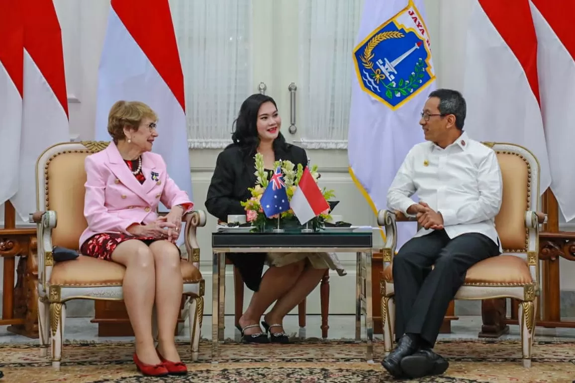 PJ Gubernur terima kunjungan Gubernur New South Wales, Australia, Margaret Beazley di Balai Kota, Jakarta, Kamis (25/5). 