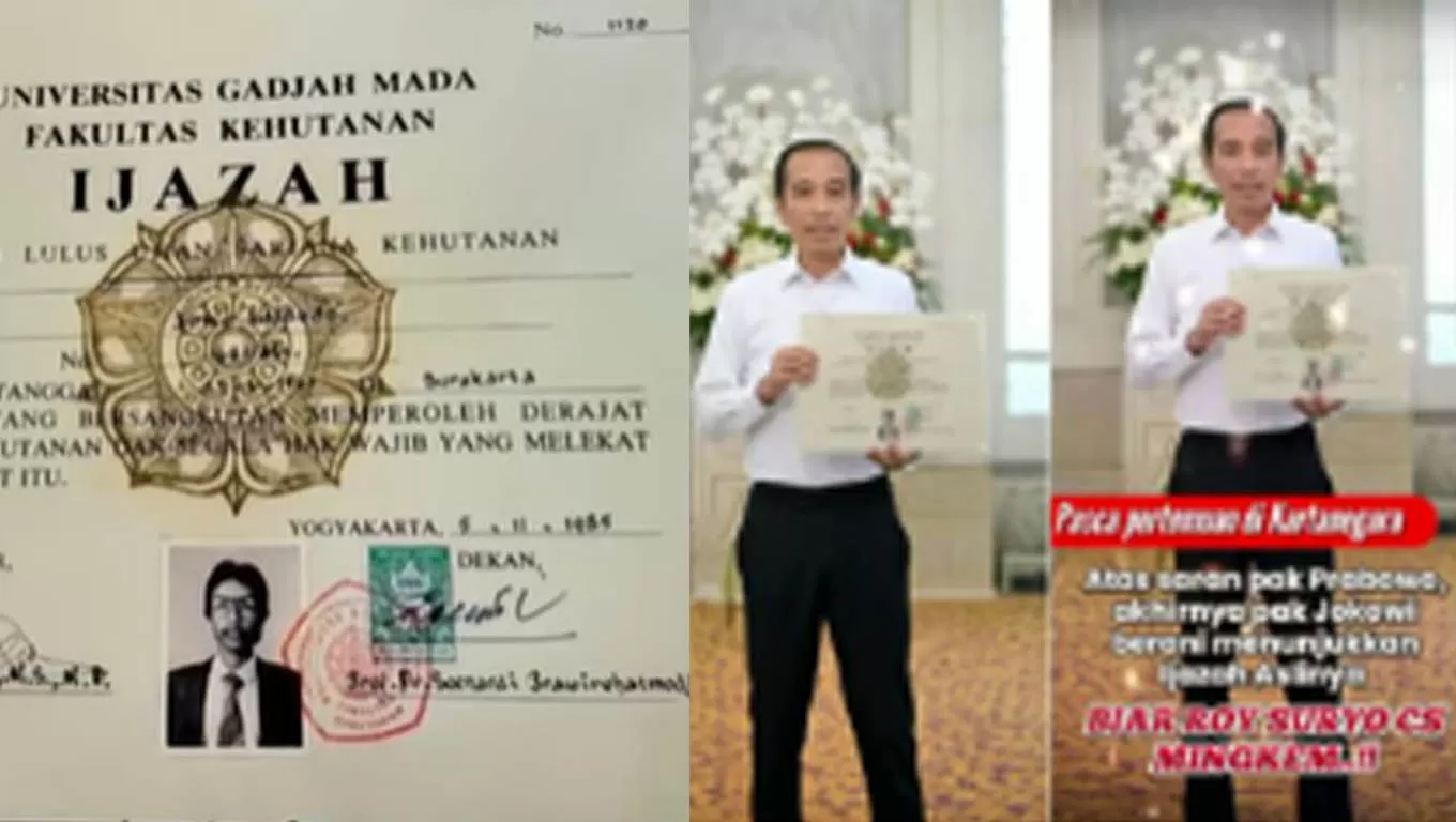 Beredar foto dengan narasi JOkowi tunjukan ijazah asli