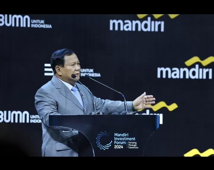 Foto: Prabowo Subianto saat menjadi keynote speaker (TKN Prabowo Gibran )