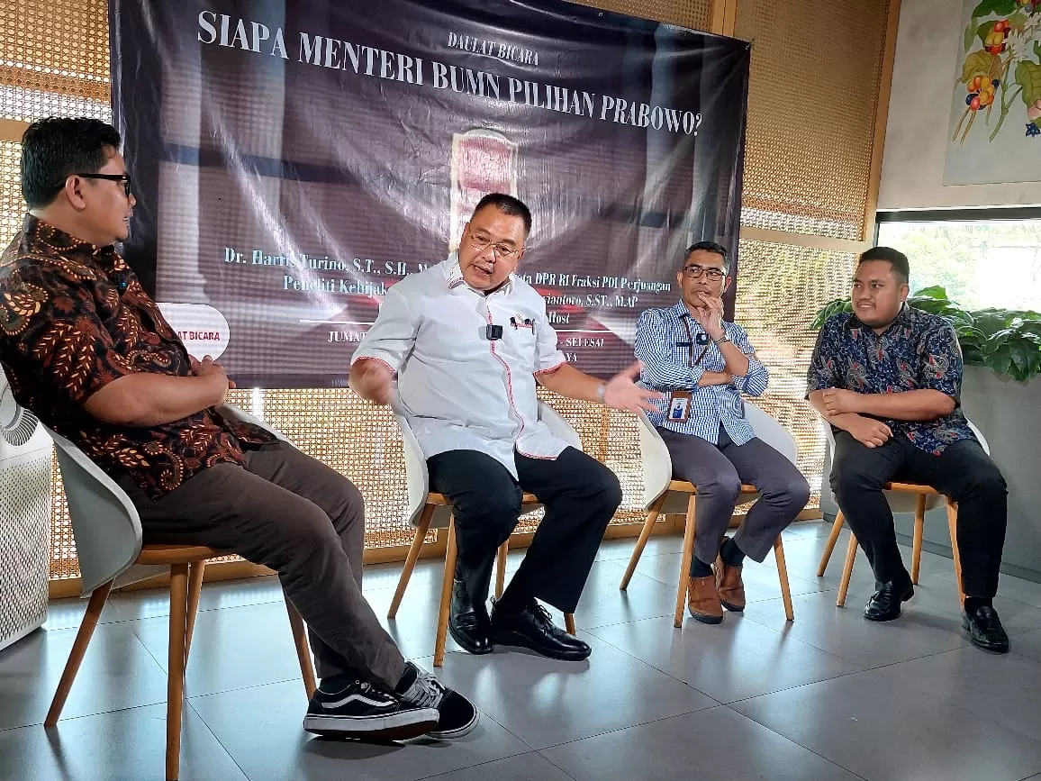 Foto: Harris Turino politis PDIP saat sesi diskusi (Rilis )