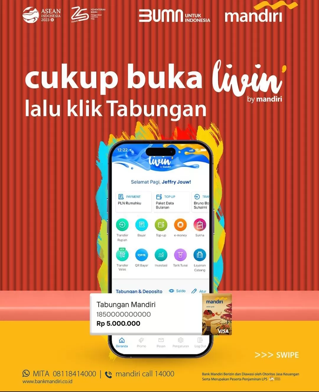 Super App Livin&rsquo; by Mandiri menyematkan ragam kemudahan berupa fitur Pembukaan Rekening Tambahan (Instagram @bankmandiri)