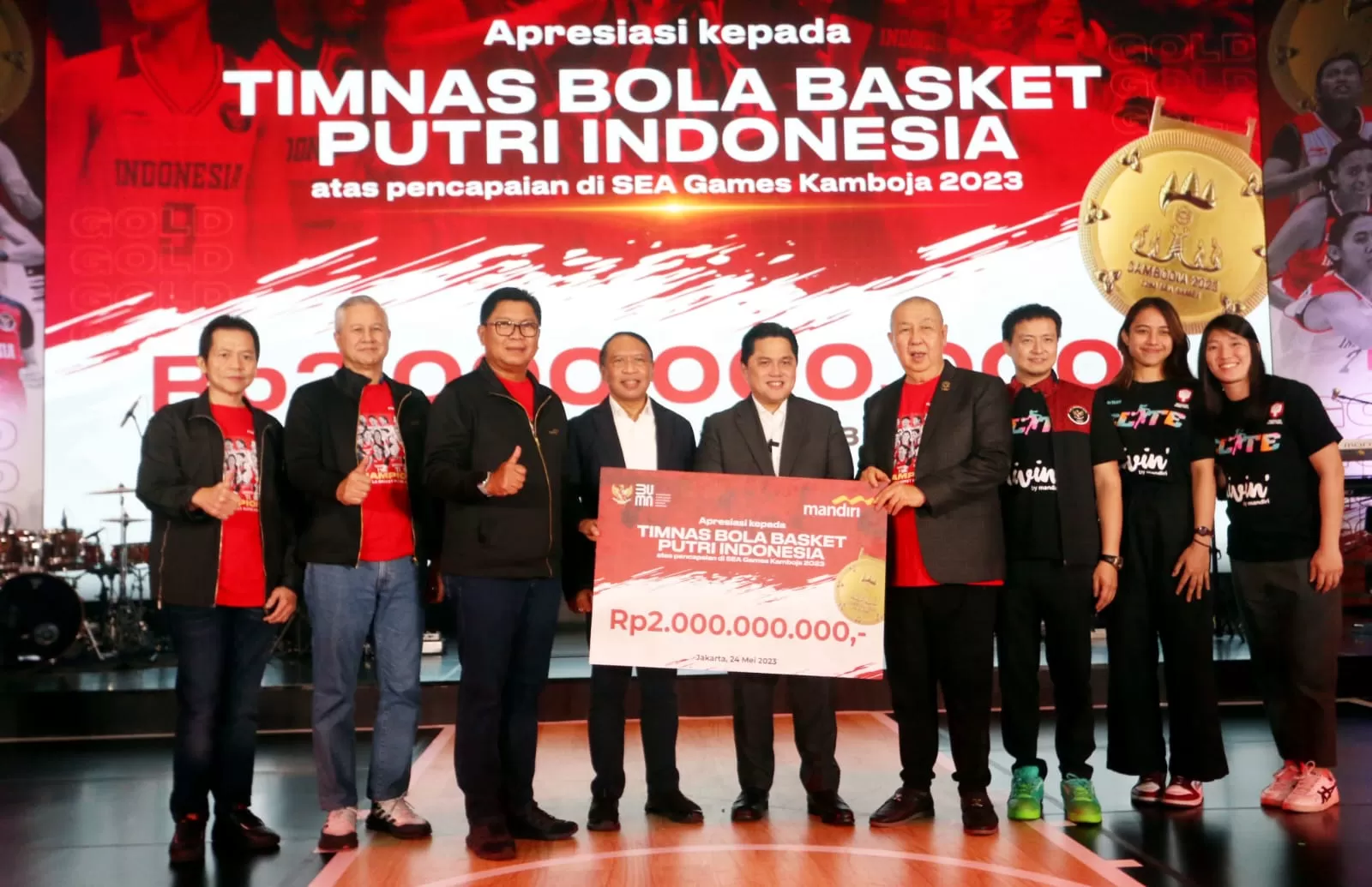 Bank Mandiri Group Apresiasi Prestasi Timnas Basket Putri Raih Medali Emas SEA GAMES 2023 (Dok. Bank Mandiri)