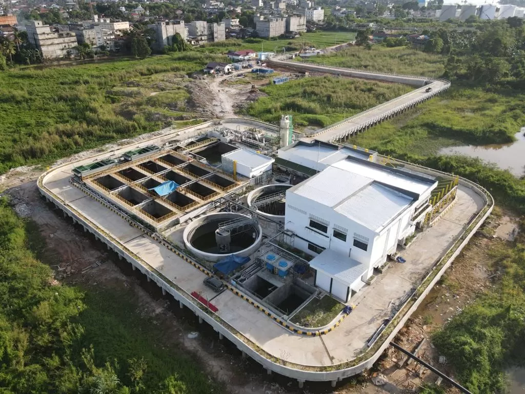 Pembangunan sistem pengelolaan air limbah atau yang disebut Wastewater Treatment Plant (WWTP) B1 di Jambi (Dok.PT Brantas Abipraya (Persero))