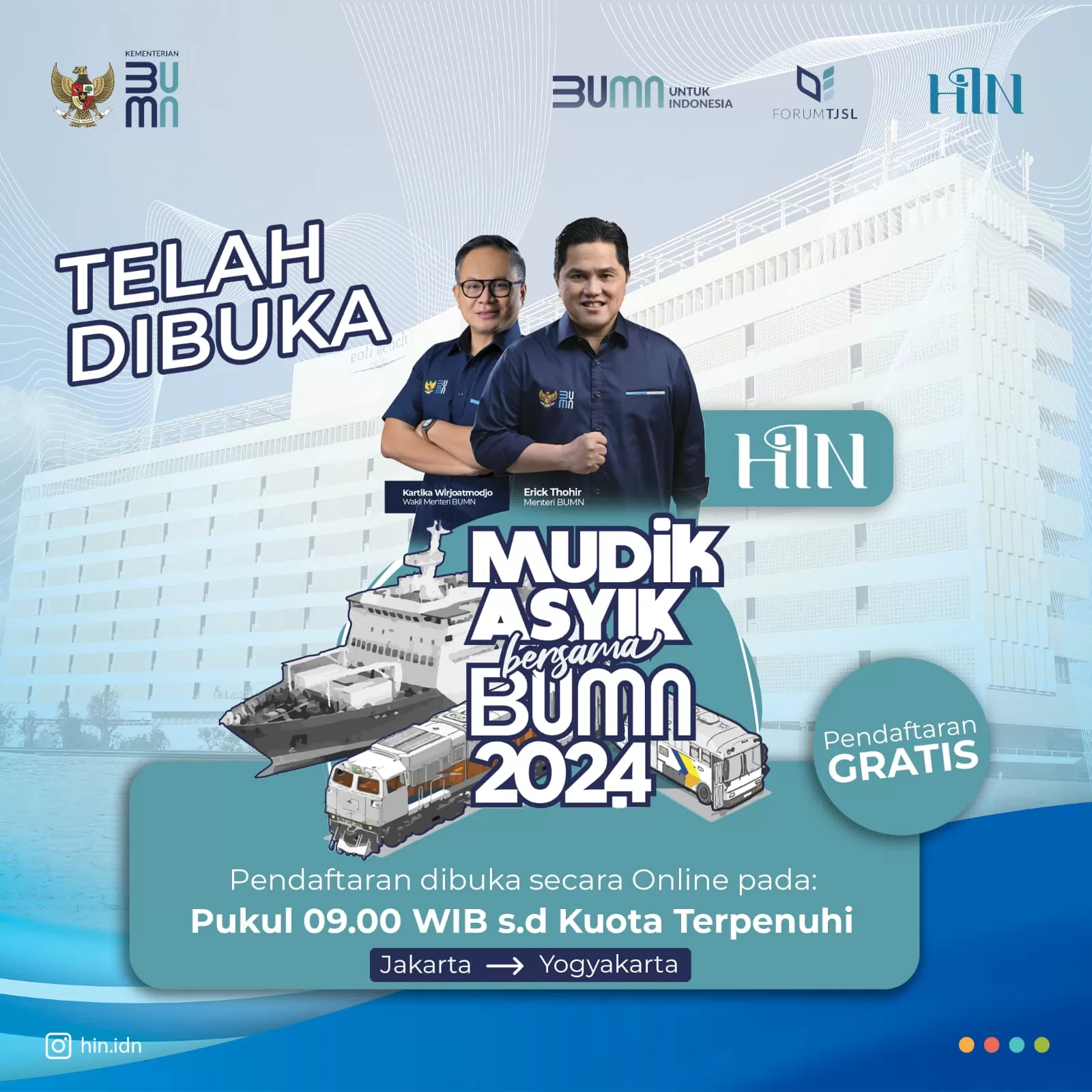 Hin Gelar Mudik Asyik Bersama Bumn Dengan Rute Jakarta Menuju Yogyakarta Siap Siap Daftar