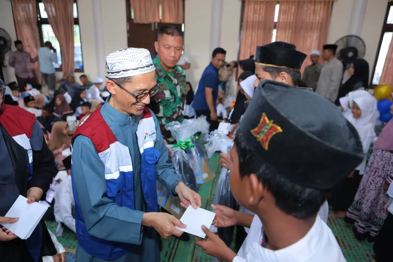 PHE NSO gelar santunan untuk ratusan anak yatim dari 11 desa di Kecamatan Muara Satu, Kota Lhokseumawe. (Dok. PHE NSO)