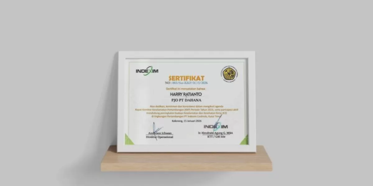 PJO Dahana Site Indexim Coalindo meraih apresiasi KKP 2025 atas komitmen dan konsistensi penerapan keselamatan kerja di tambang. (Dok. DAHANA)