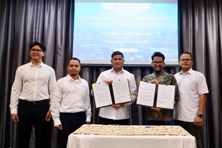 PEMA dan PGN menandatangani MoU tentang Kajian Bersama Pemanfaatan Pasokan Gas di Muraya Hotel, Banda Aceh, Aceh, Senin (19/1/2026). (DOK. PGN)