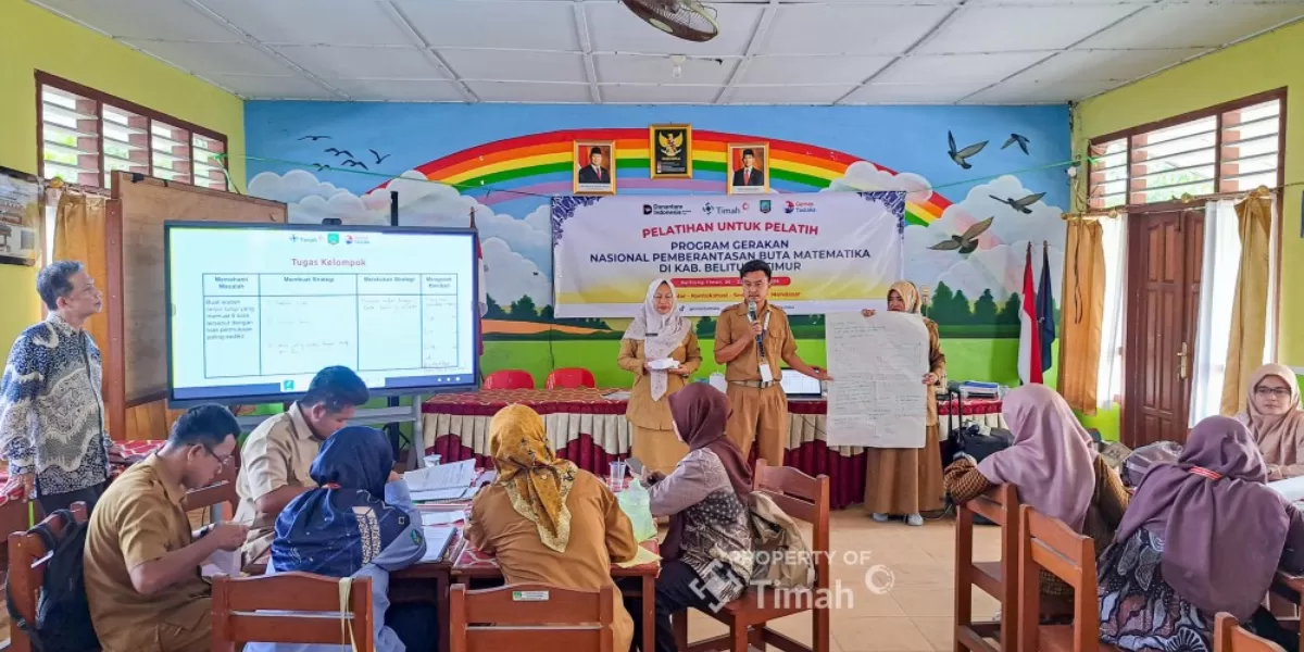 PT TIMAH Tbk bersama Pengincer menggelar Pelatihan Gernas Tastaka Tahap 2 bagi guru SD di Belitung Timur untuk perkuat literasi dan numerasi menuju Indonesia Emas 2045. (Dok. PT Timah)