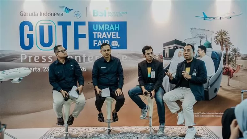 BSI jadi official partner Garuda Umrah Travel Fair 2026 dengan promo diskon hingga Rp7,5 juta, cicilan 0%, dan penawaran kartu syariah menarik. (Dok. BSI)