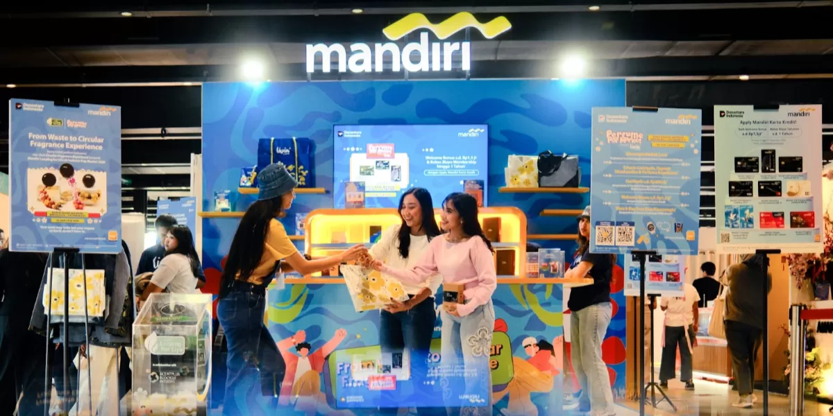 Bank Mandiri menghadirkan Circular Fragrance Experience di Perfume Pop Market 2026 sebagai upaya mendorong gaya hidup berkelanjutan dan ekonomi sirkular. (Dok. Bank Mandiri)