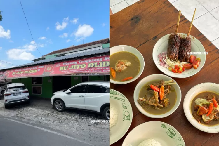Pawon Dlidir Solo 24 Jam spesialis menu kambing. Terfavorit soto kambing, sate buntel, dan tengkleng kepala kambing.  (Instagram/@bukumenu.cks)
