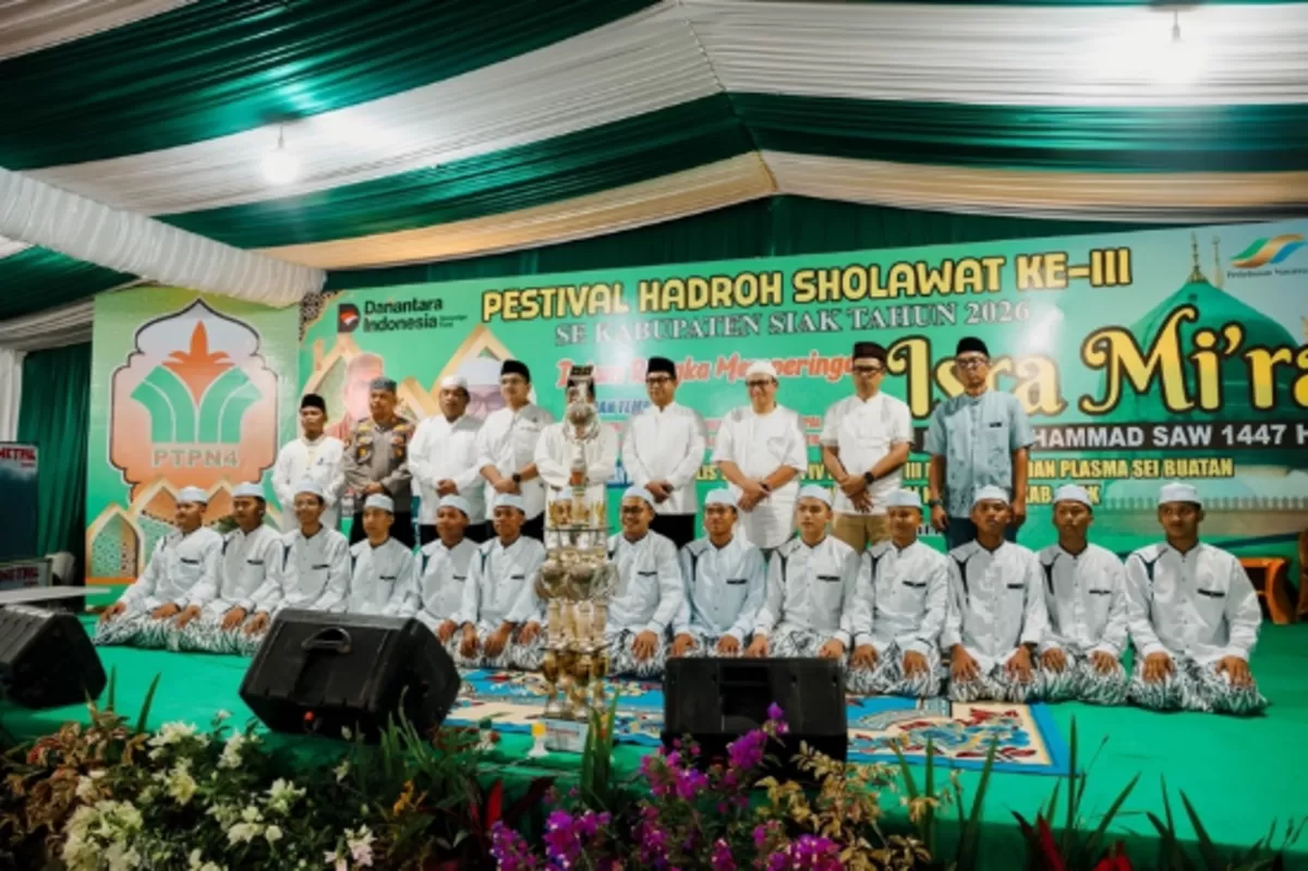 Pemkab Siak mengapresiasi PTPN IV PalmCo yang konsisten membina santri melalui Festival Hadroh 2026 bertepatan dengan Isra Miraj. (Dok. PTPN IV PalmCo)