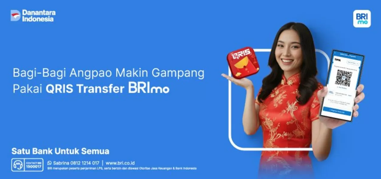 Rayakan Imlek dengan lebih praktis, kirim dan terima angpao digital kini cukup dilakukan lewat fitur QRIS Transfer di BRImo. (bri.co.id)