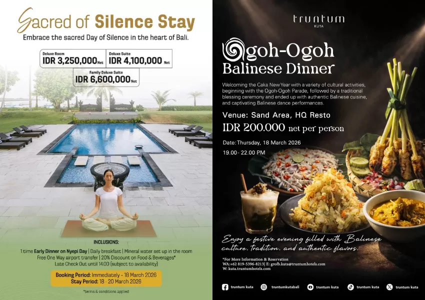 Sambut Nyepi 2026, InJourney Hospitality hadirkan paket menginap eksklusif 18&ndash;20 Maret di berbagai hotel Bali dengan pengalaman budaya autentik. (Dok. InJourney Hospitality)