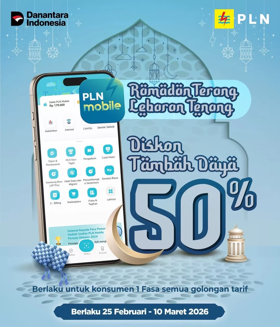 Pastikan listrik rumah aman selama Ramadan, manfaatkan promo tambah daya dari PLN sebelum 10 Maret 2026. (Instagram/@pln123_official)