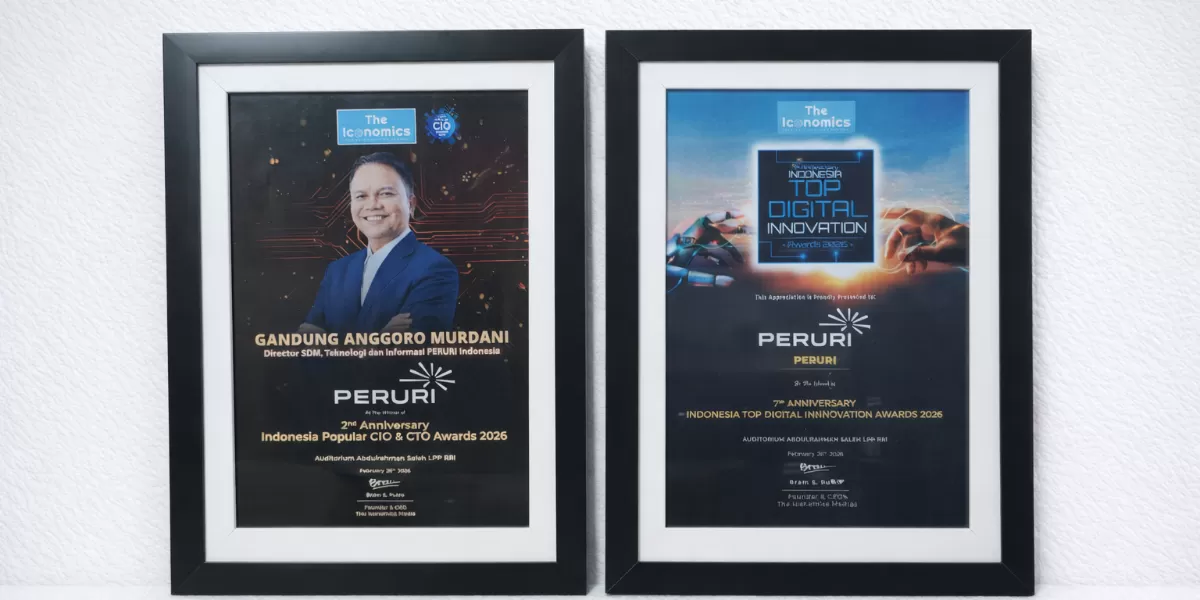 PERURI raih dua penghargaan di Digital Day 2026, tegaskan komitmen transformasi digital dan penguatan kedaulatan teknologi Indonesia. (Dok. Peruri)