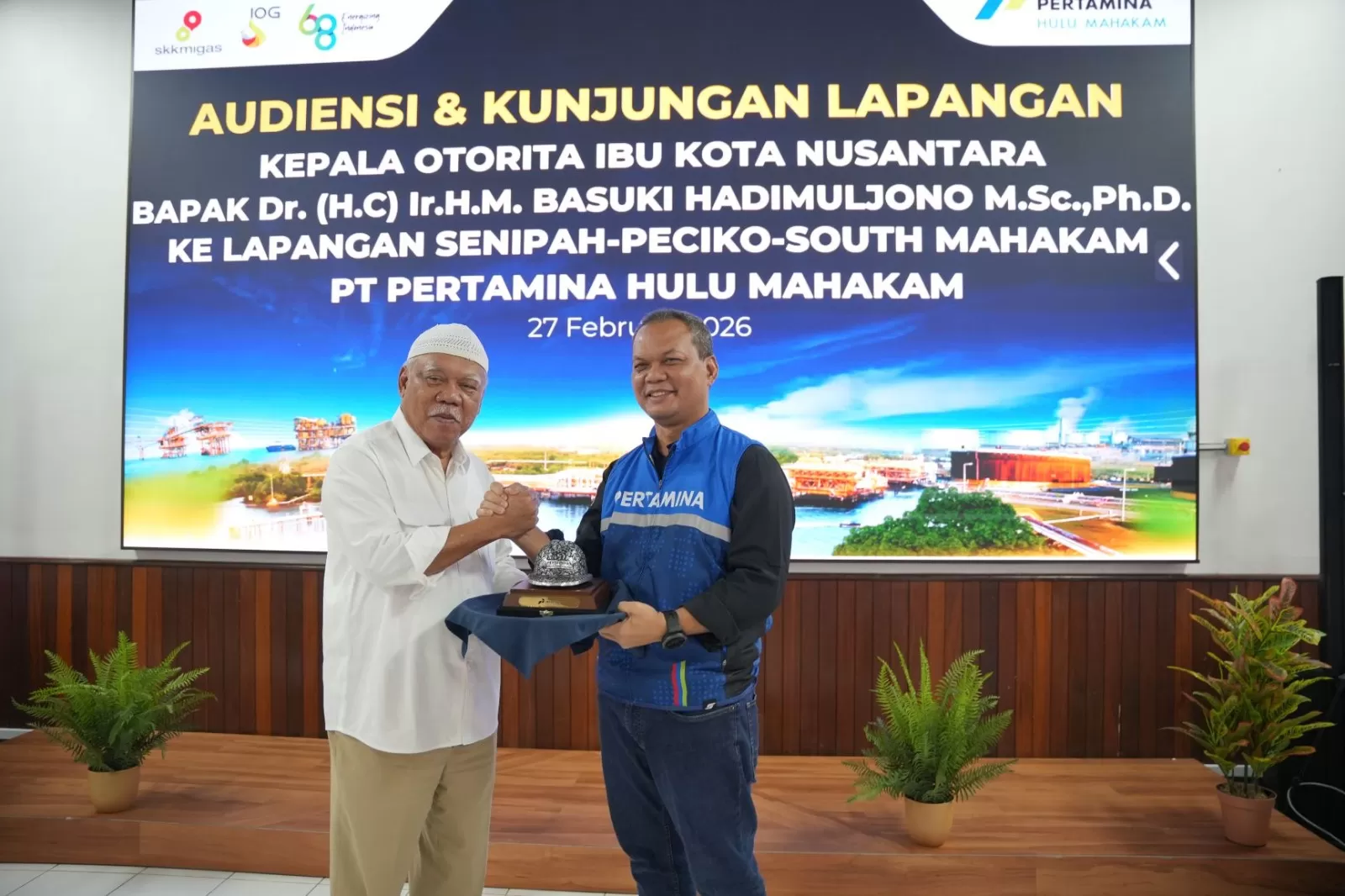 PT Pertamina Hulu Mahakam (PHM) menerima kunjungan kerja Kepala Otorita Ibu Kota Nusantara (OIKN), Basuki Hadimuljono, pada Jumat (27/2/2026). (Dok. PHM)