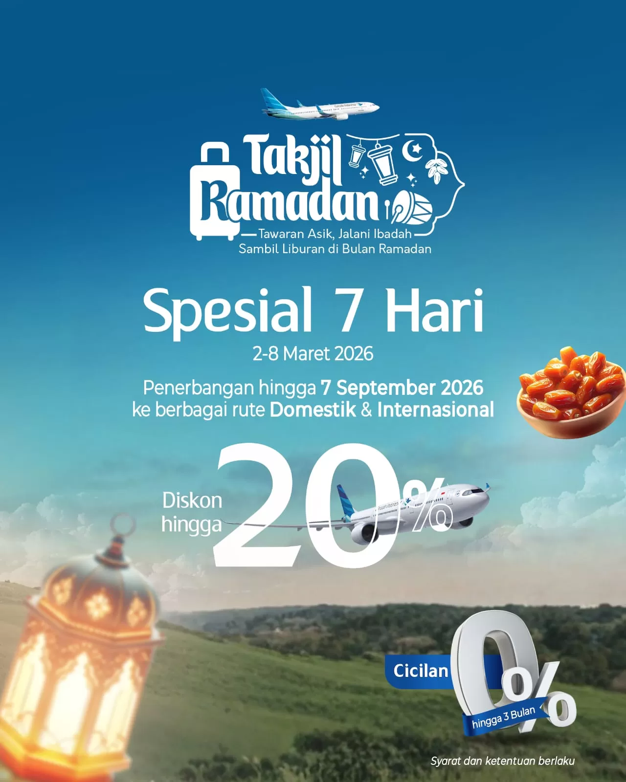 Terbang lebih hemat di musim Ramadan! Diskon tiket Garuda Indonesia berlaku untuk rute domestik dan internasional.