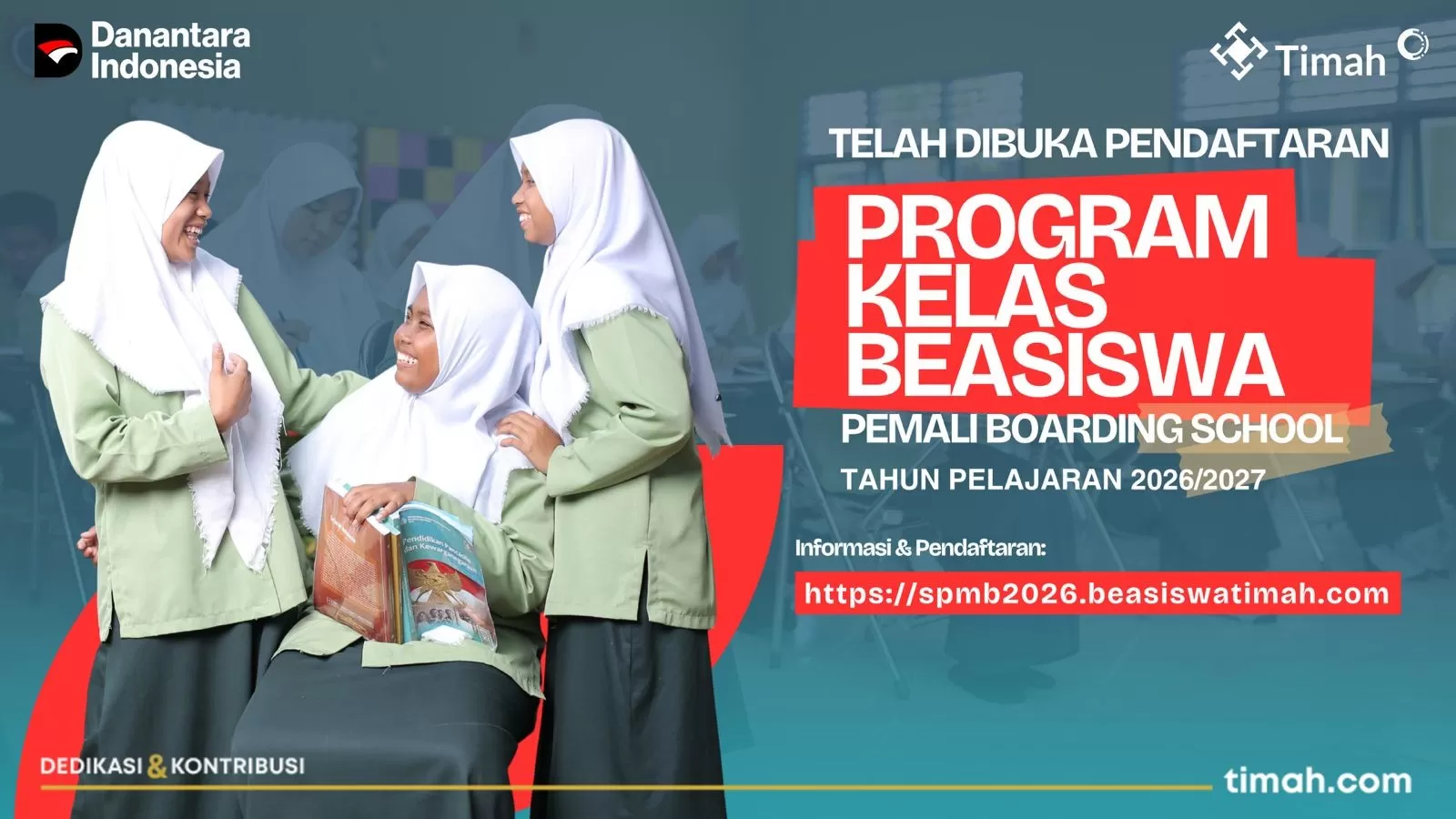 Beasiswa PT TIMAH 2026/2027 resmi dibuka 2 Maret&ndash;10 April 2026. (Dok. PT Timah)