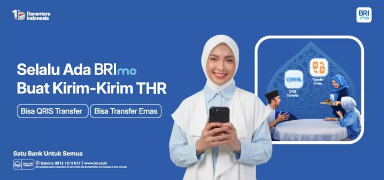 BRImo menghadirkan cara praktis berbagi THR lewat QRIS Transfer dan Transfer Emas, cukup melalui smartphone. (bri.co.id)